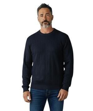Alan Stuart Black Textured Knit Sweater Large VTG Crew Neck Made in USA